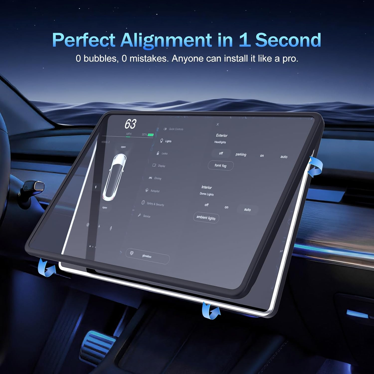 Tesla Screen Protector for Model Y Juniper & Model 3 Highland - 9H Tempered Glass 15.4" Display Protector 2024-2026