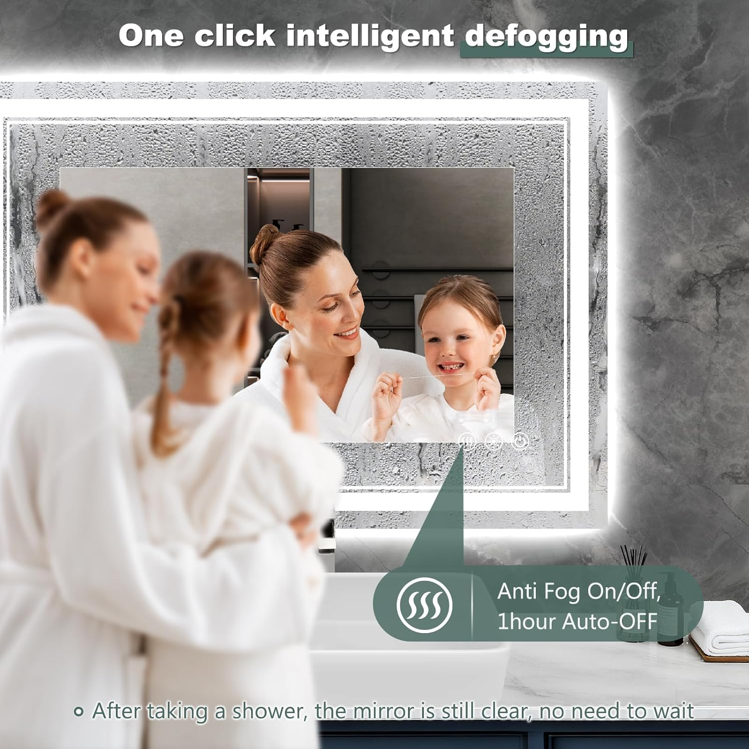 14x10 Inch LED Vanity Mirror - Wall Mounted Bathroom Mirror with Front & Back Lighting, Anti-Fog, Dimmable 3 Color Modes