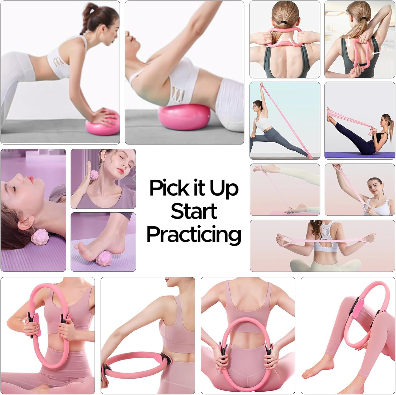 Pilates Ring Kit - Complete Home Workout Set with Magic Circle, Resistance Bands & Exercise Ball