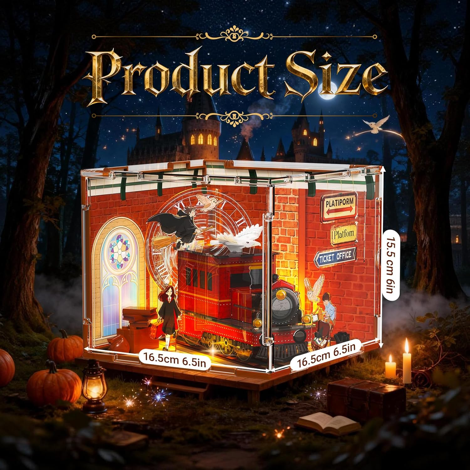 Magic Station 3D Puzzle - LED Light-Up Acrylic Train Station Model for Kids & Adults Ages 8+