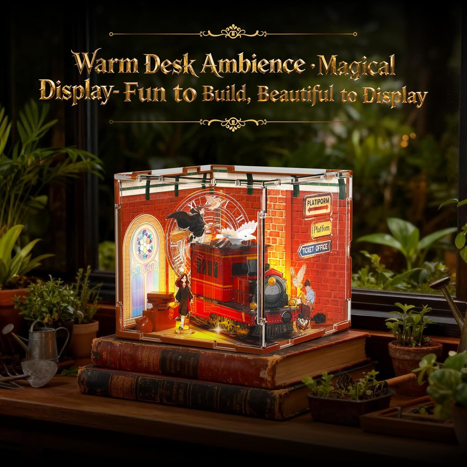 Magic Station 3D Puzzle - LED Light-Up Acrylic Train Station Model for Kids & Adults Ages 8+