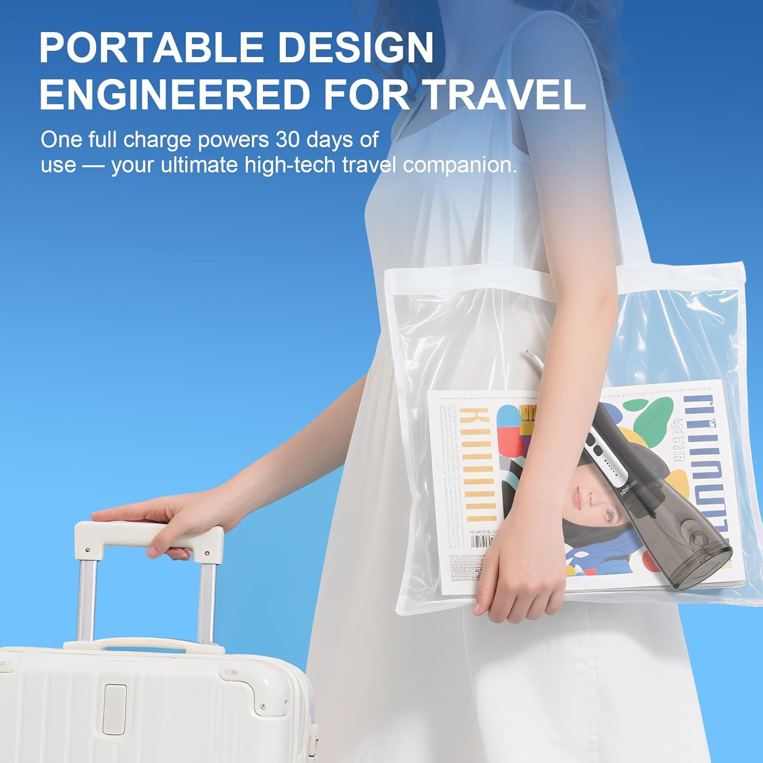 Cordless Water Flosser for Teeth - Portable Oral Irrigator 300ml Tank, 5 Pressure Modes, 6 Tips, IPX7 Waterproof, Rechargeable 2500mAh Battery for Travel & Home Use