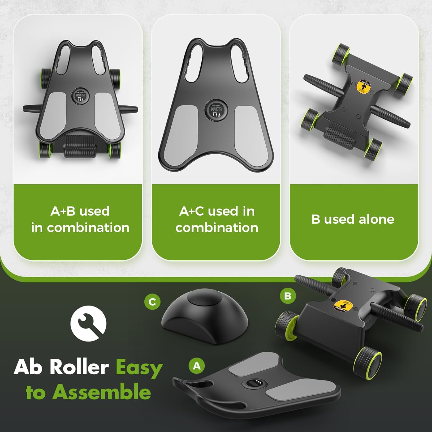 Ab Roller with Elbow Support - 4-Wheel Core Workout Machine for Home Gym Abdominal Training