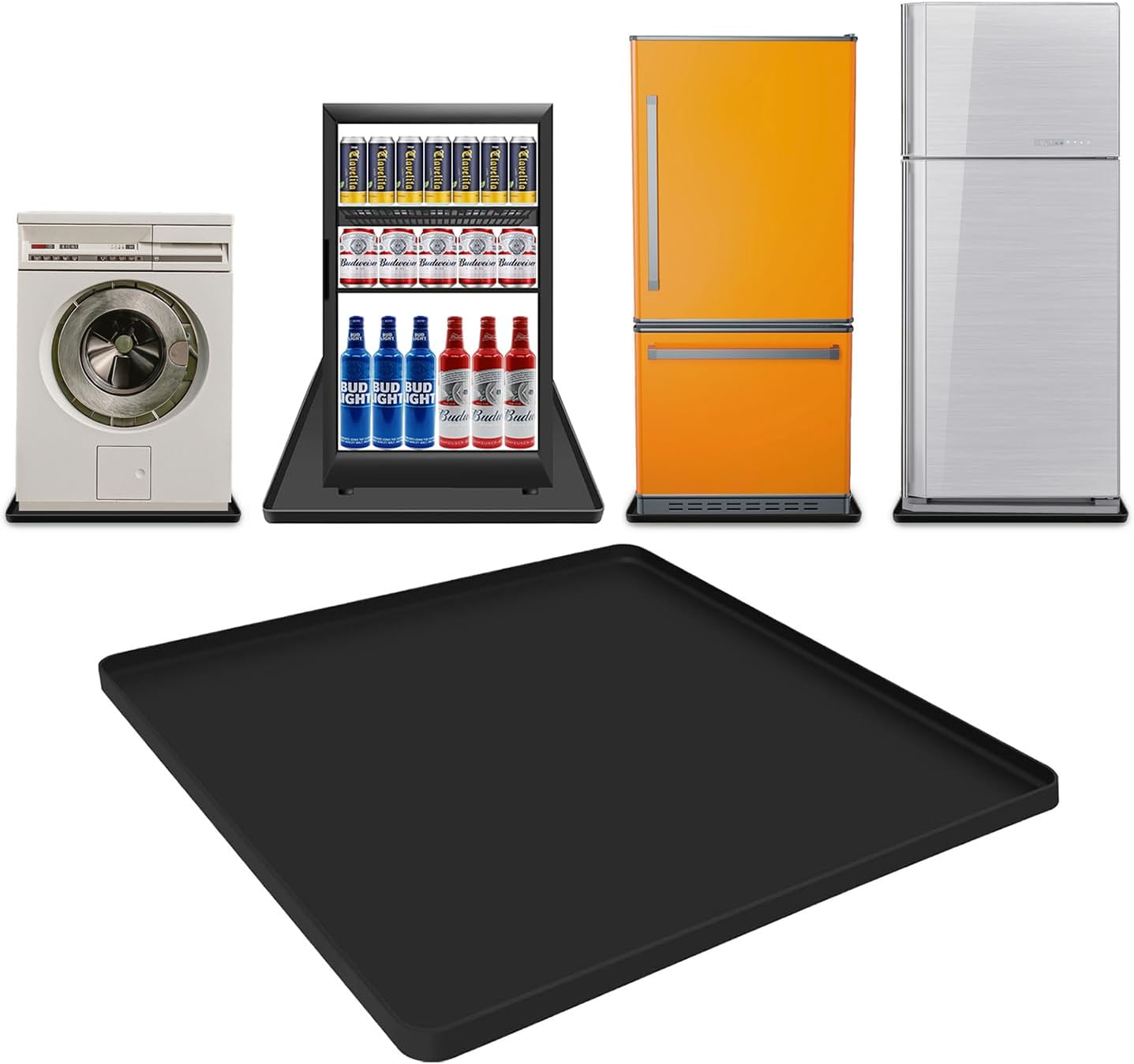 Washer and Dryer Mat - 23.6" x 23.6" Silicone Non-Slip Waterproof Protector Cover for Washing Machine and Dryer Top