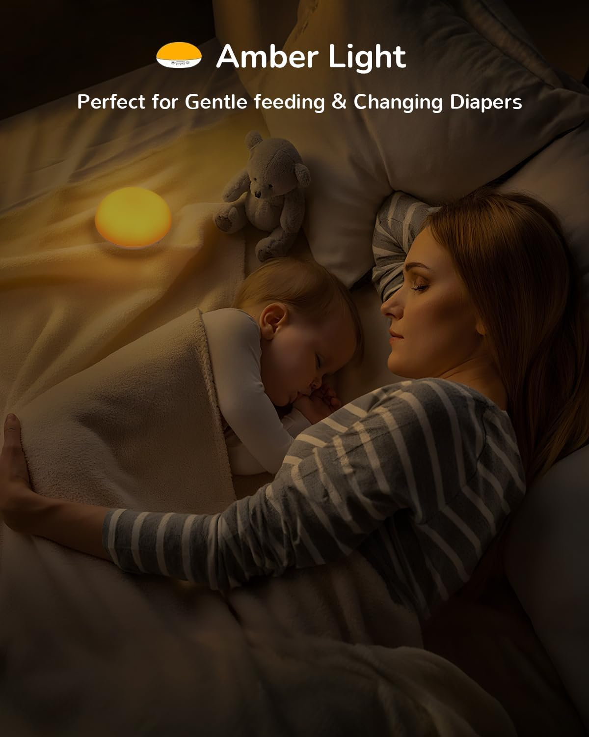 Baby Night Light for Nursery - Portable Rechargeable LED Nightlight with Timer, Dimmable Soft Glow for Feeding and Diaper Changes