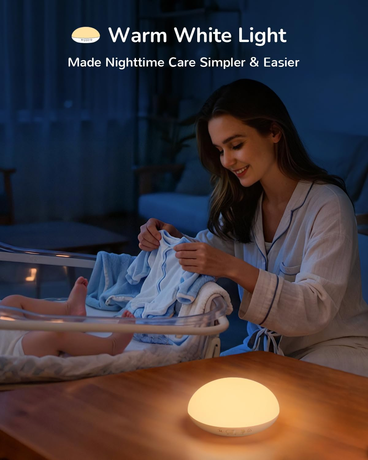 Baby Night Light for Nursery - Portable Rechargeable LED Nightlight with Timer, Dimmable Soft Glow for Feeding and Diaper Changes