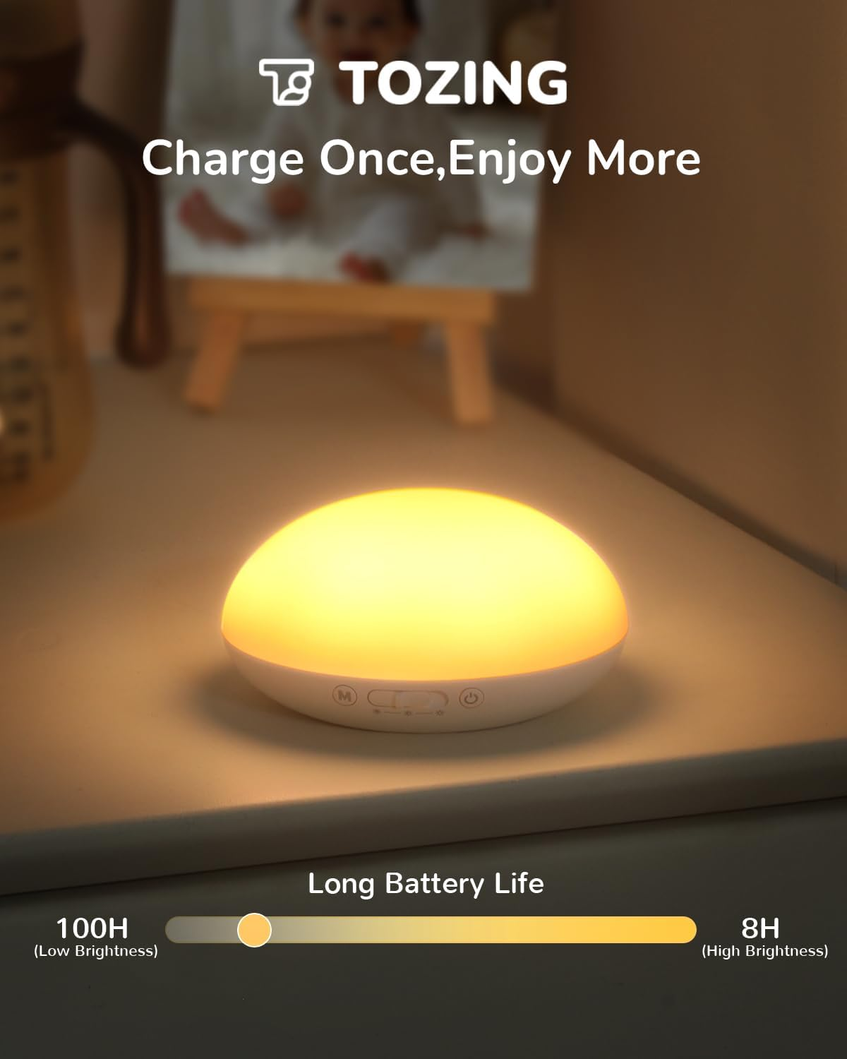 Baby Night Light for Nursery - Portable Rechargeable LED Nightlight with Timer, Dimmable Soft Glow for Feeding and Diaper Changes