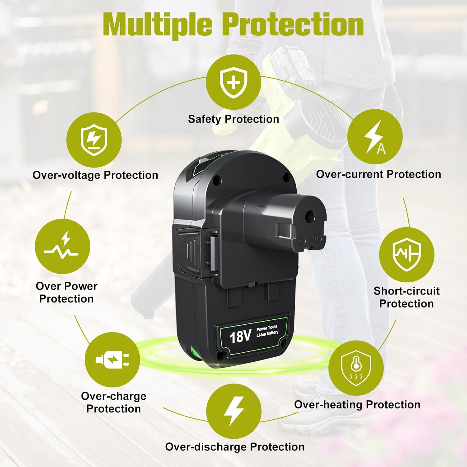 Ryobi P107 Battery Replacement 4000mAh - Compatible with Ryobi ONE+ 18V Cordless Tools