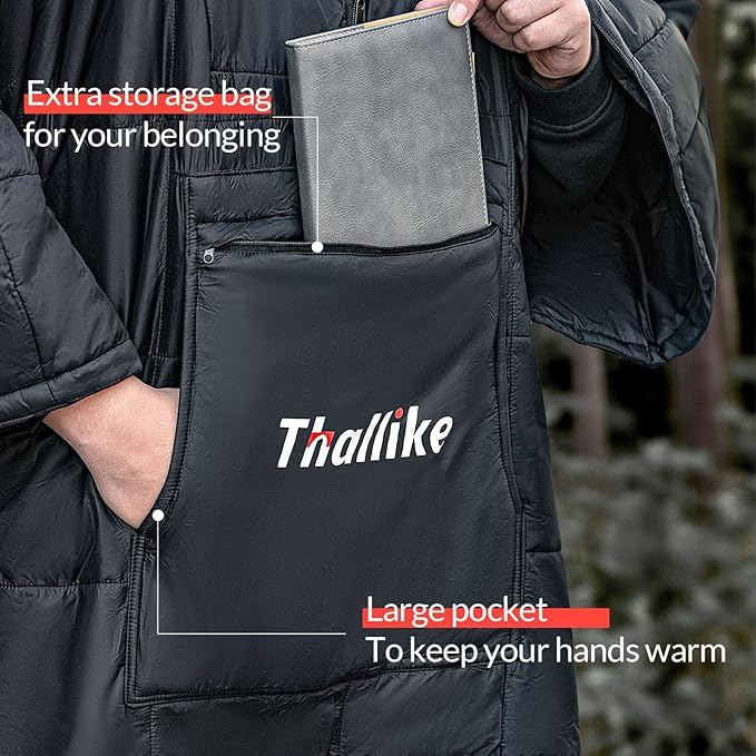 Wearable Camping Blanket Hoodie - Ultralight Windproof Sleeping Bag Poncho for Outdoor Adventures