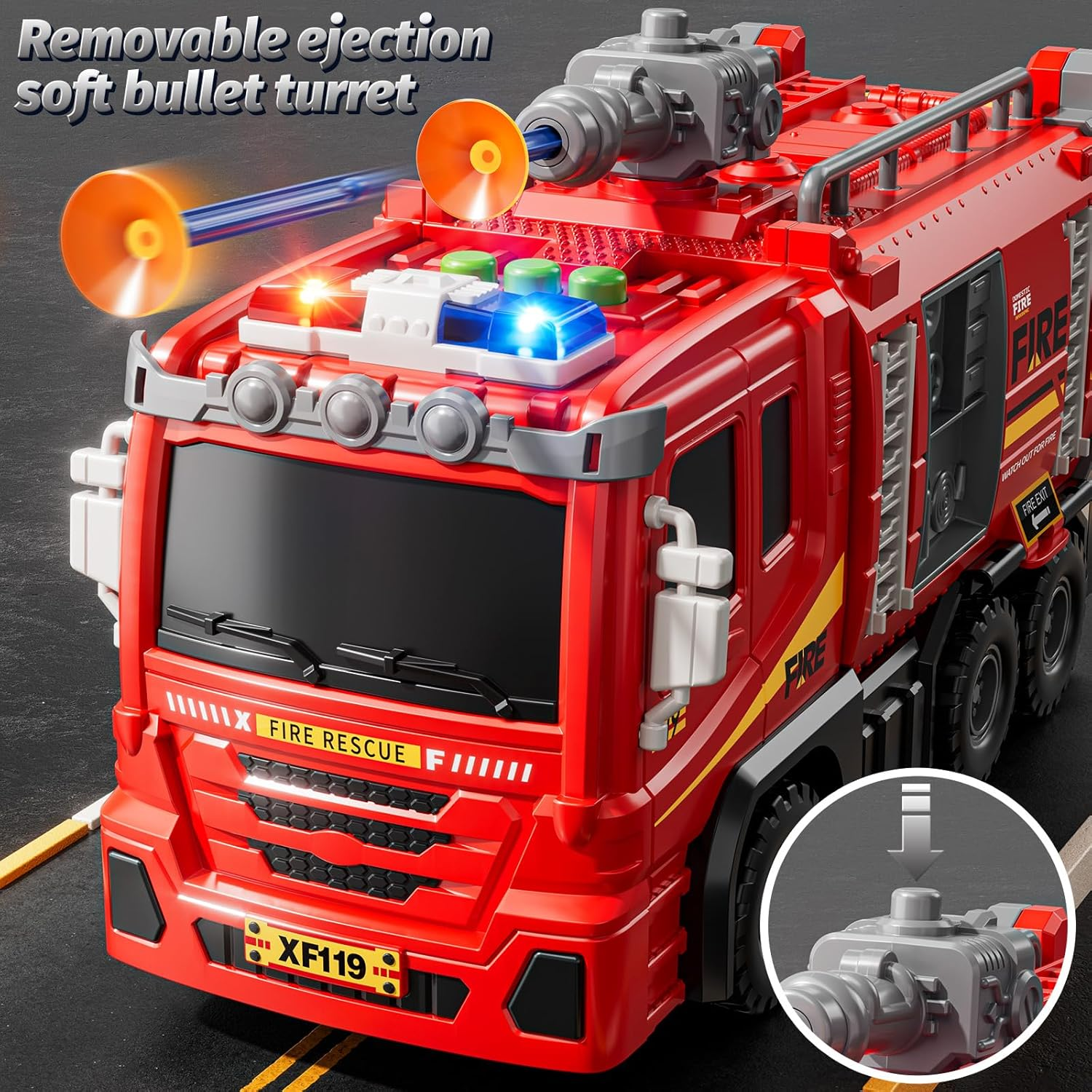 Fire Trucks Toys for Toddlers Ages 3-5, Folded Carrier Truck Race Track with with Lights & Sounds and 6 Racing Car Toys,