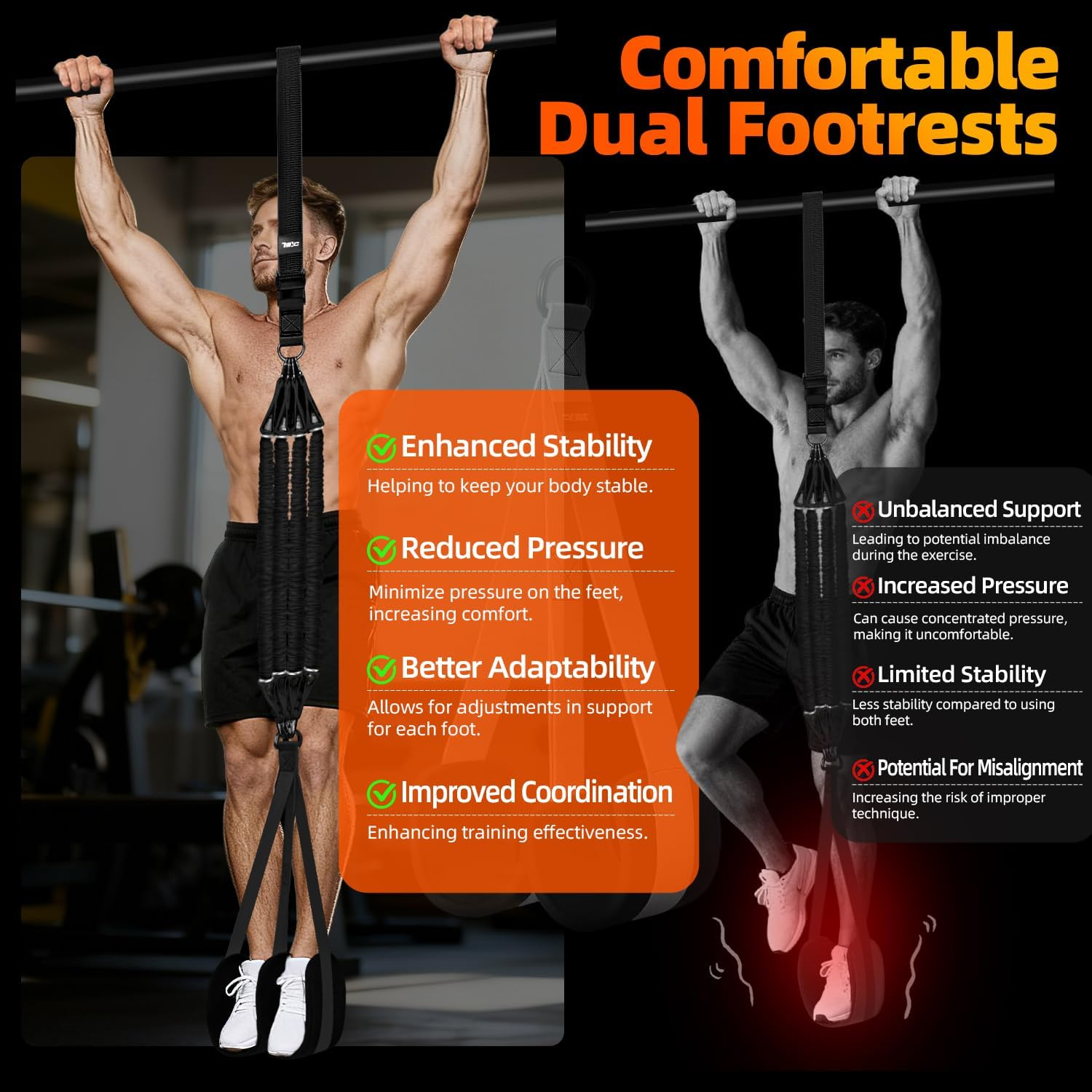 Pull Up Assistance Bands - 4 Resistance Levels with Dual Footrests for Progressive Training