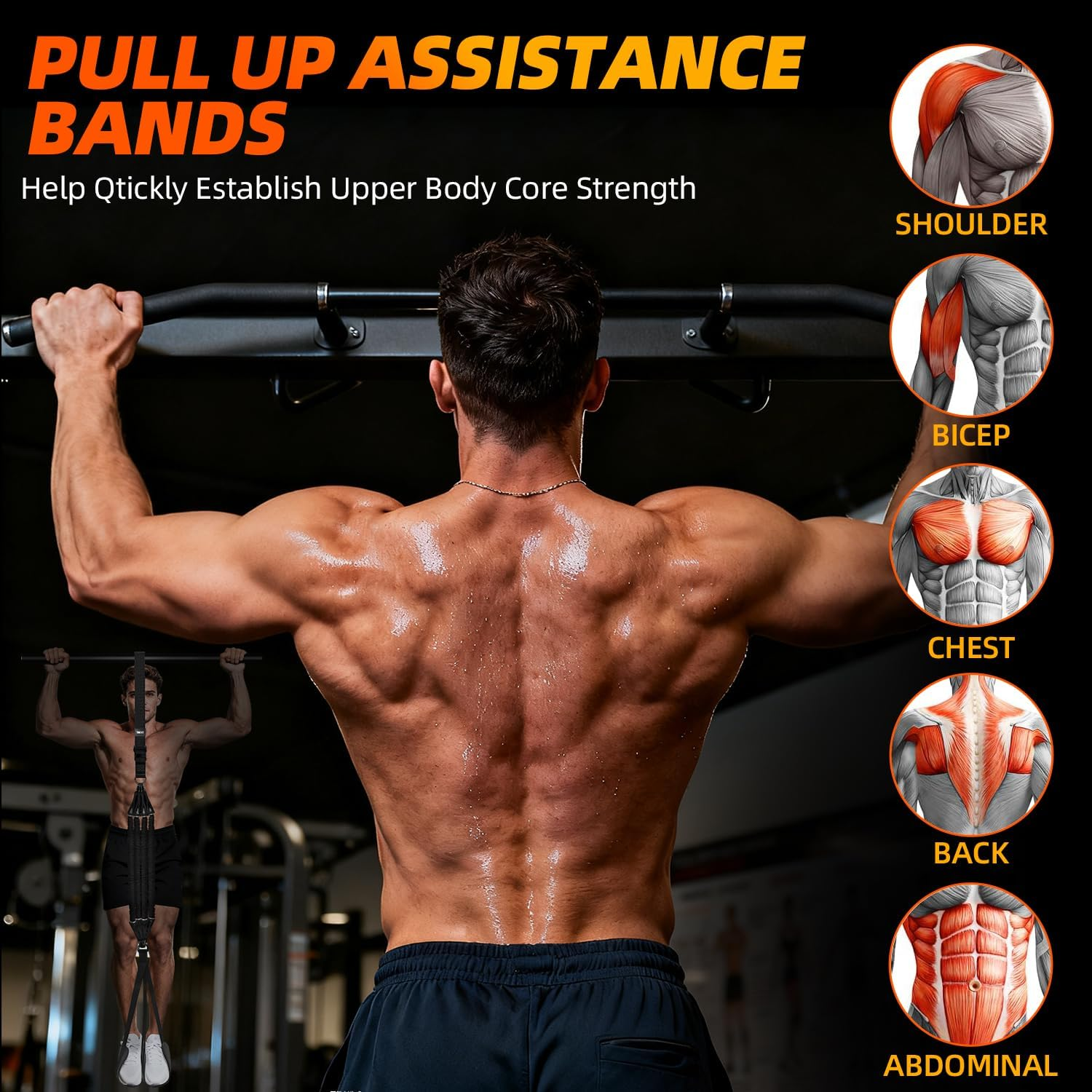 Pull Up Assistance Bands - 4 Resistance Levels with Dual Footrests for Progressive Training
