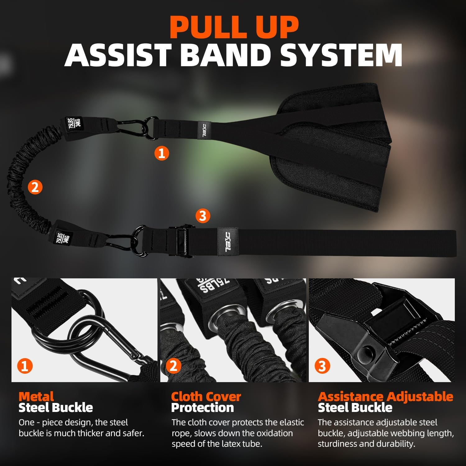 Pull Up Assistance Bands - 4 Resistance Levels with Dual Footrests for Progressive Training