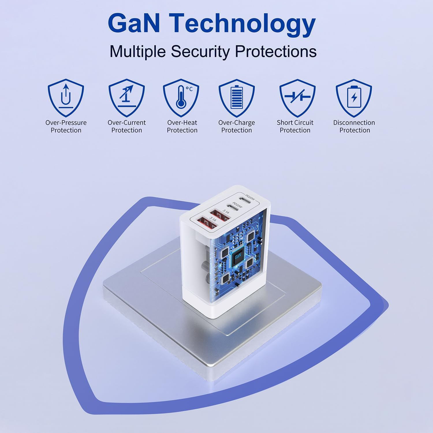 Dual Pack 55W USB-C Wall Charger - 4-Port Fast Charging Block with Quick Charge & PD 3.0 for iPhone, Samsung, Tablets & Laptops
