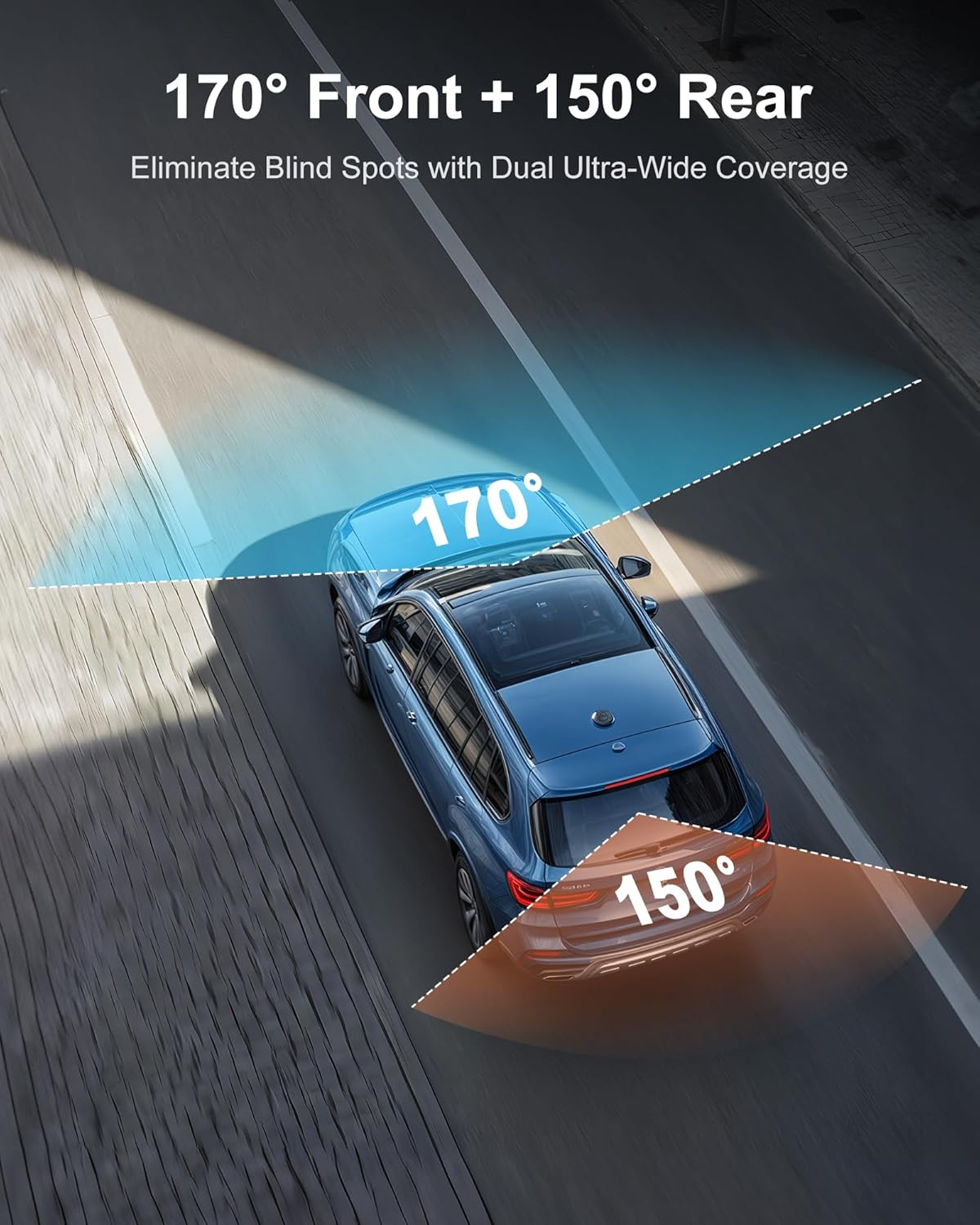 4K Dual Dash Cam Front and Rear - WiFi GPS Dashcam with Night Vision, 170° Wide Angle, 24H Parking Mode & 64GB SD Card