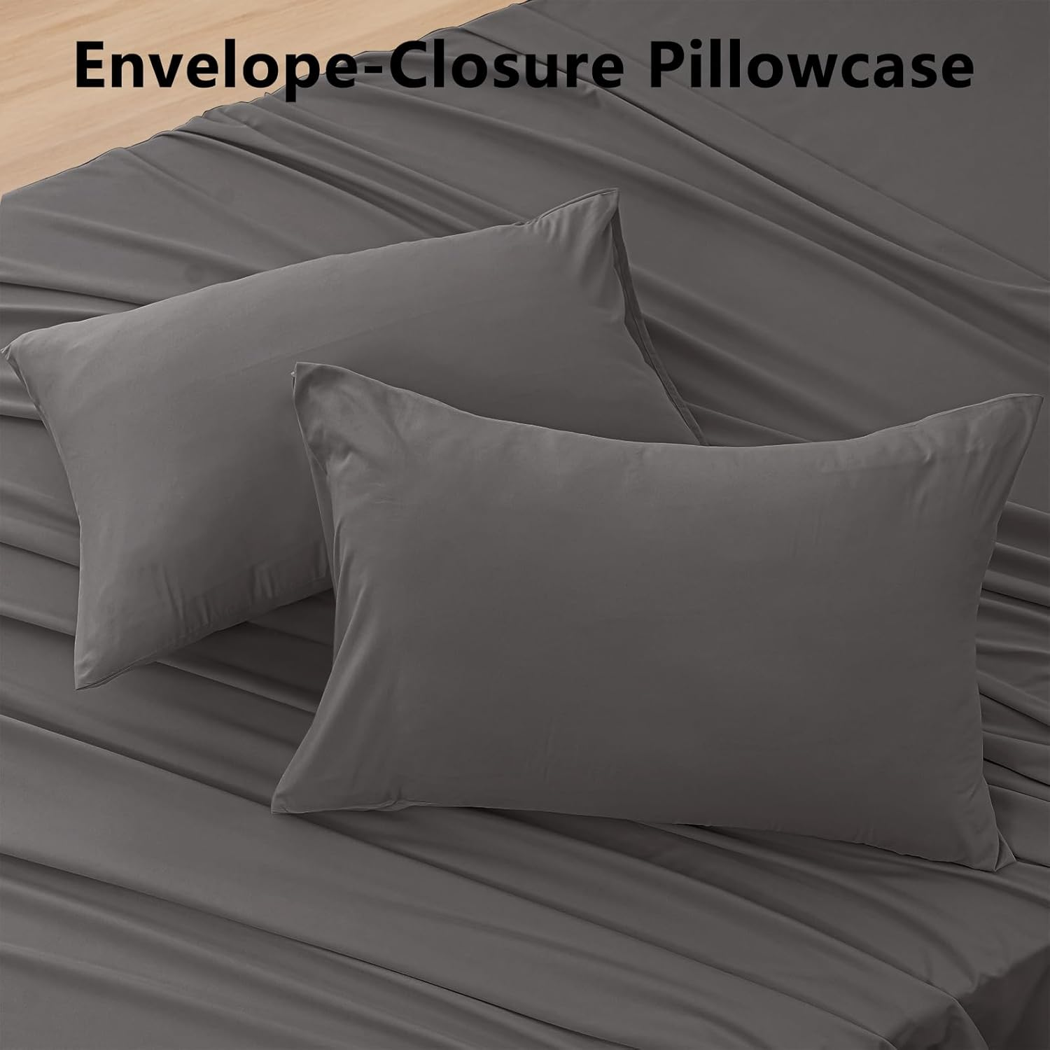 Queen Size Sheet Set 4 Piece - Hotel Luxury Bed Sheets Deep Pocket - Soft Breathable Wrinkle Fade Resistant Bedding - Dark Grey