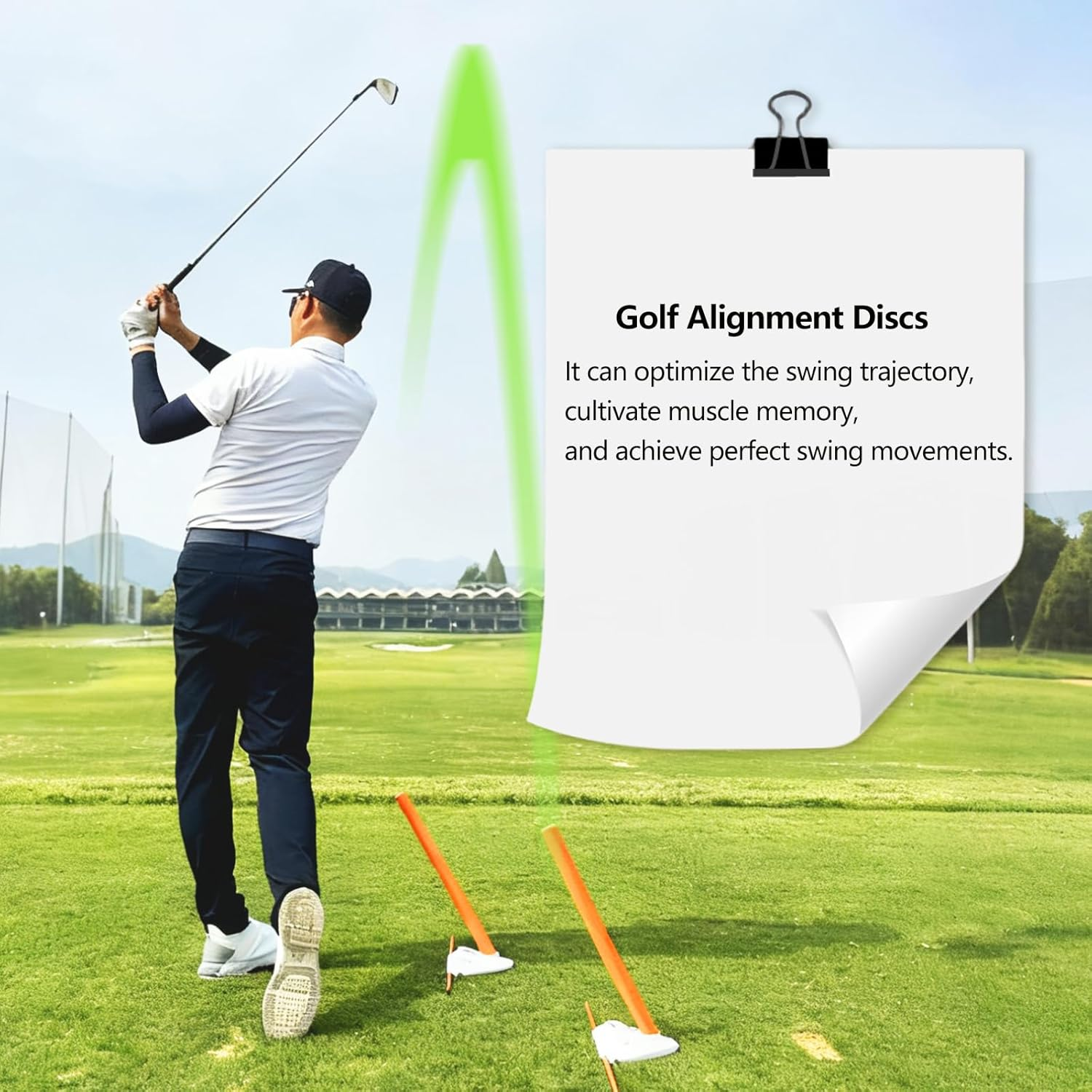 Golf Swing Training Aid - Alignment Discs & Sticks for Posture, Swing Plane & Path Correction