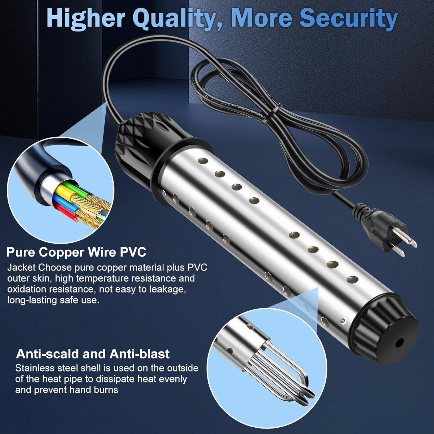 2000W Portable Immersion Water Heater with Digital Thermometer | Pool & Bathtub Heater | Fast Heating for Small Pools & Tanks