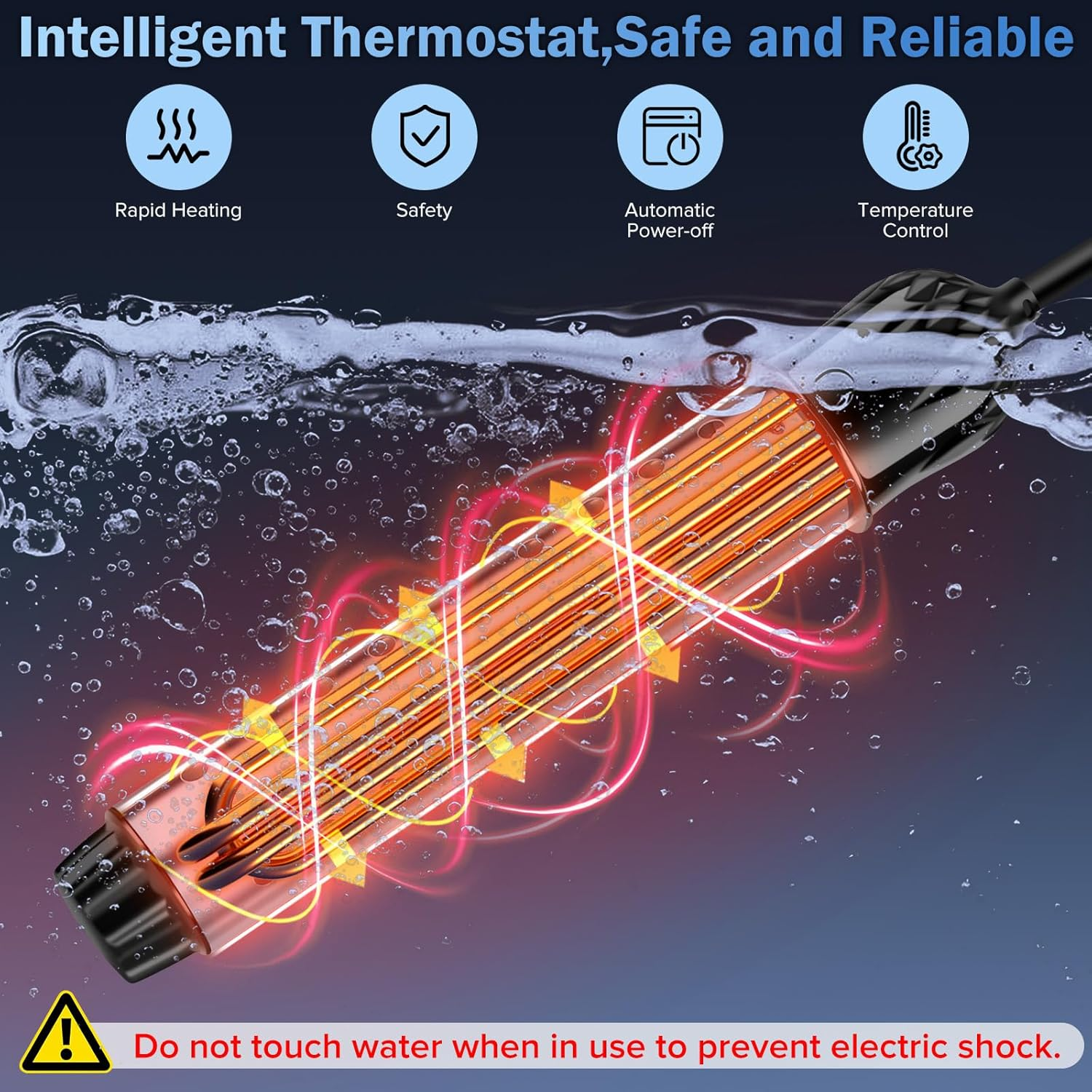 2000W Portable Immersion Water Heater with Digital Thermometer | Pool & Bathtub Heater | Fast Heating for Small Pools & Tanks
