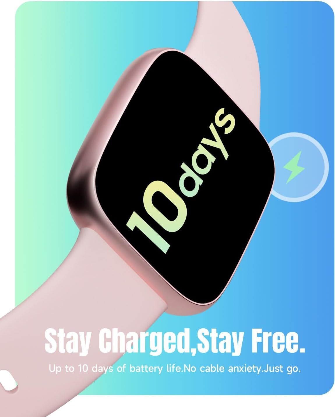 Smart Watch for Women with 1.85" AMOLED Display | Android & iPhone Compatible | 10-Day Battery, 3ATM Waterproof Fitness Tracker