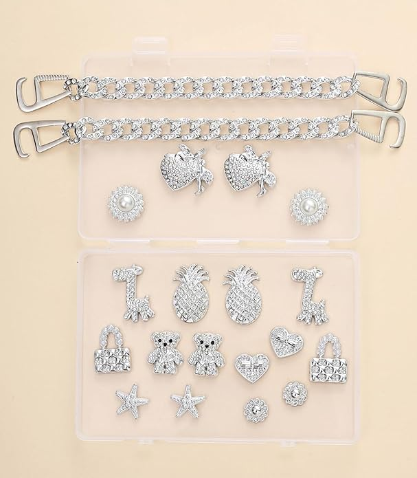 Sparkling Shoe Charms for Women - Bling Jewelry Accessories for Clogs, Sandals & Casual Shoes | Personalized Girly Decorative Charms