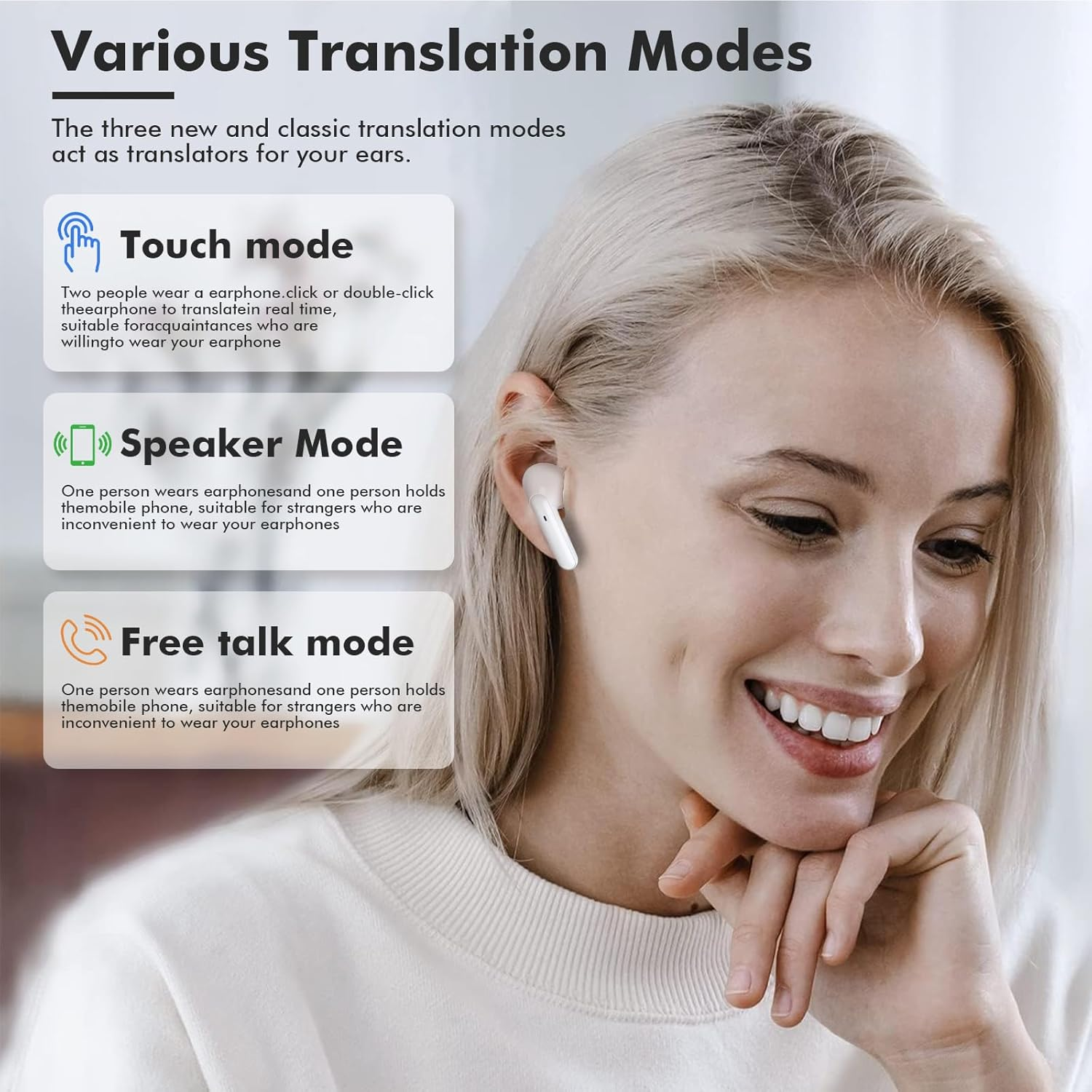 AI Translation Earbuds - Real-Time 144 Language Translator Device with 2-Way Instant Translation