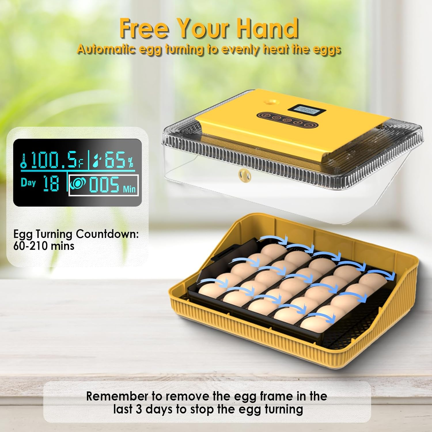 Digital Egg Incubator - Automatic Egg Turner with LED Display, Temperature & Humidity Control for 25 Chicken Eggs