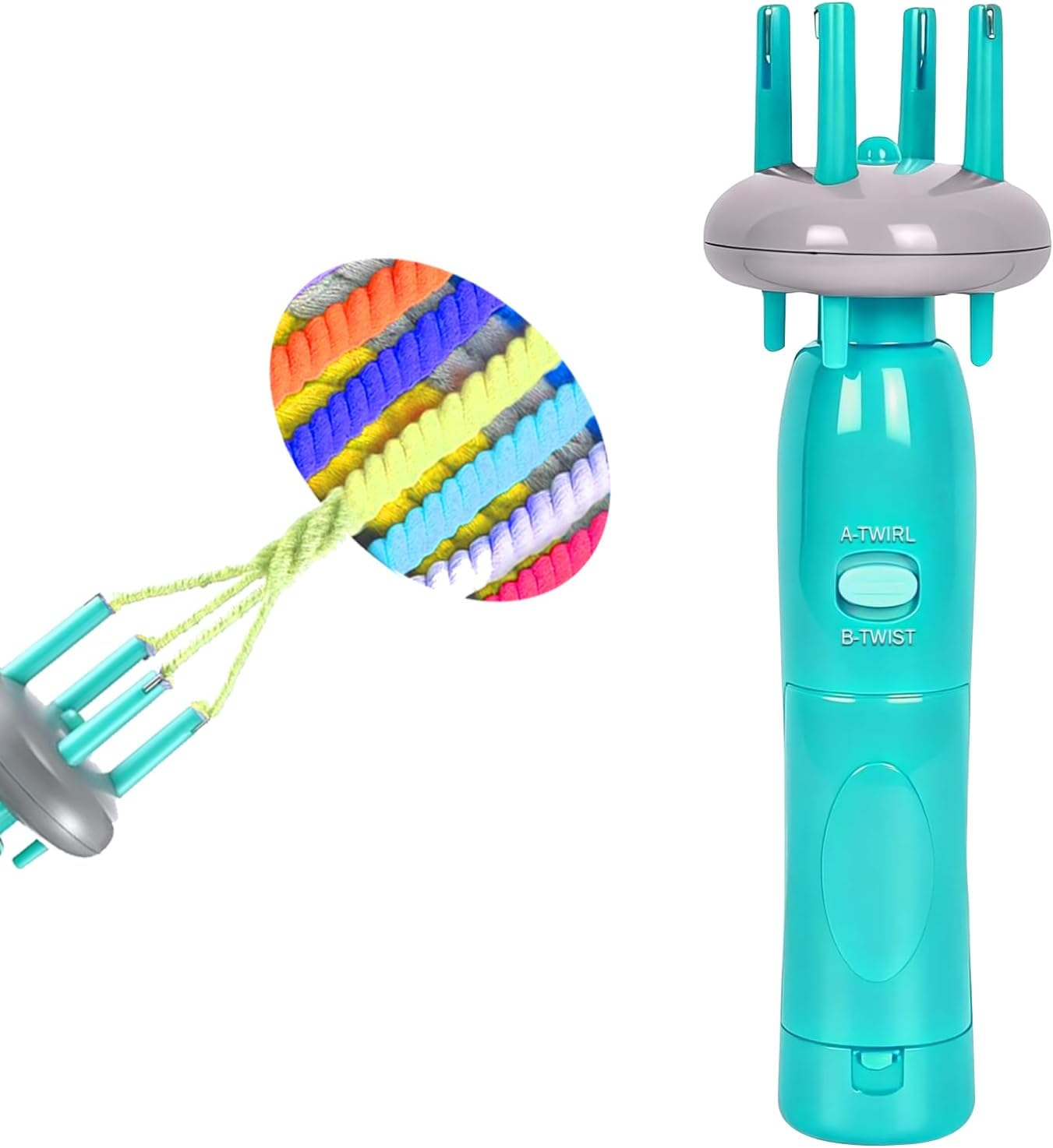 Portable Cord Maker Fringe Twister - Handheld Yarn Twister Knitting Kit for Craft Cord Making, Perfect for Beginners (Blue)