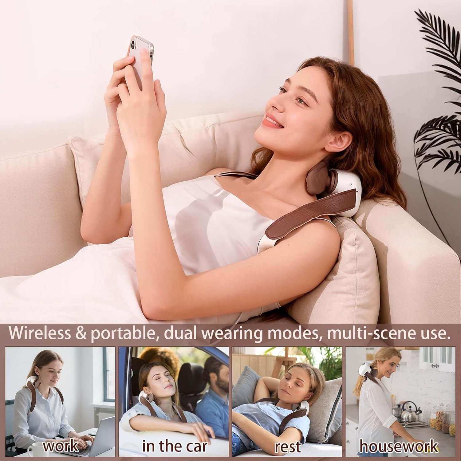 Neck and Shoulder Massager with Hands - Wireless Portable 4D Bionic Shiatsu Deep Tissue Massage, Rechargeable Electric Cervical Massager for Home Office