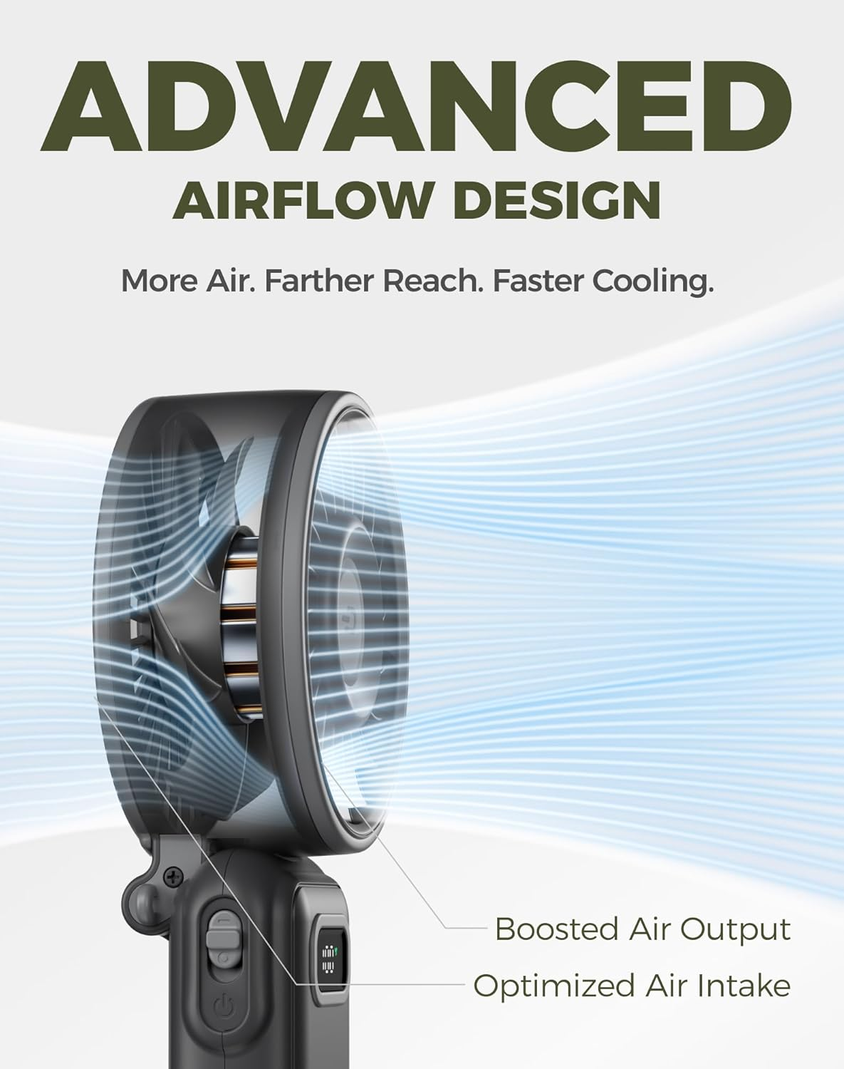 Portable Turbo Fan with 100 Speed Settings - Foldable 4-in-1 Handheld, Neck & Desk Fan, USB-C Rechargeable, Lightweight for Summer, Concerts, Travel & Outdoor Use