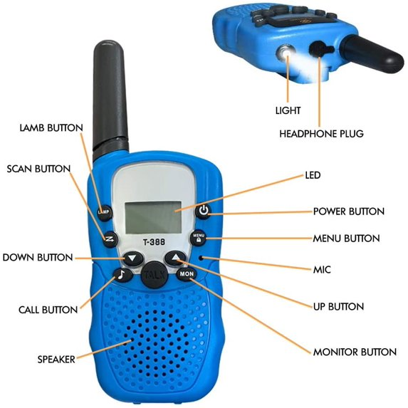 Daisy Kids Walkie Talkie 2 Pack Lightweight Play Set Blue