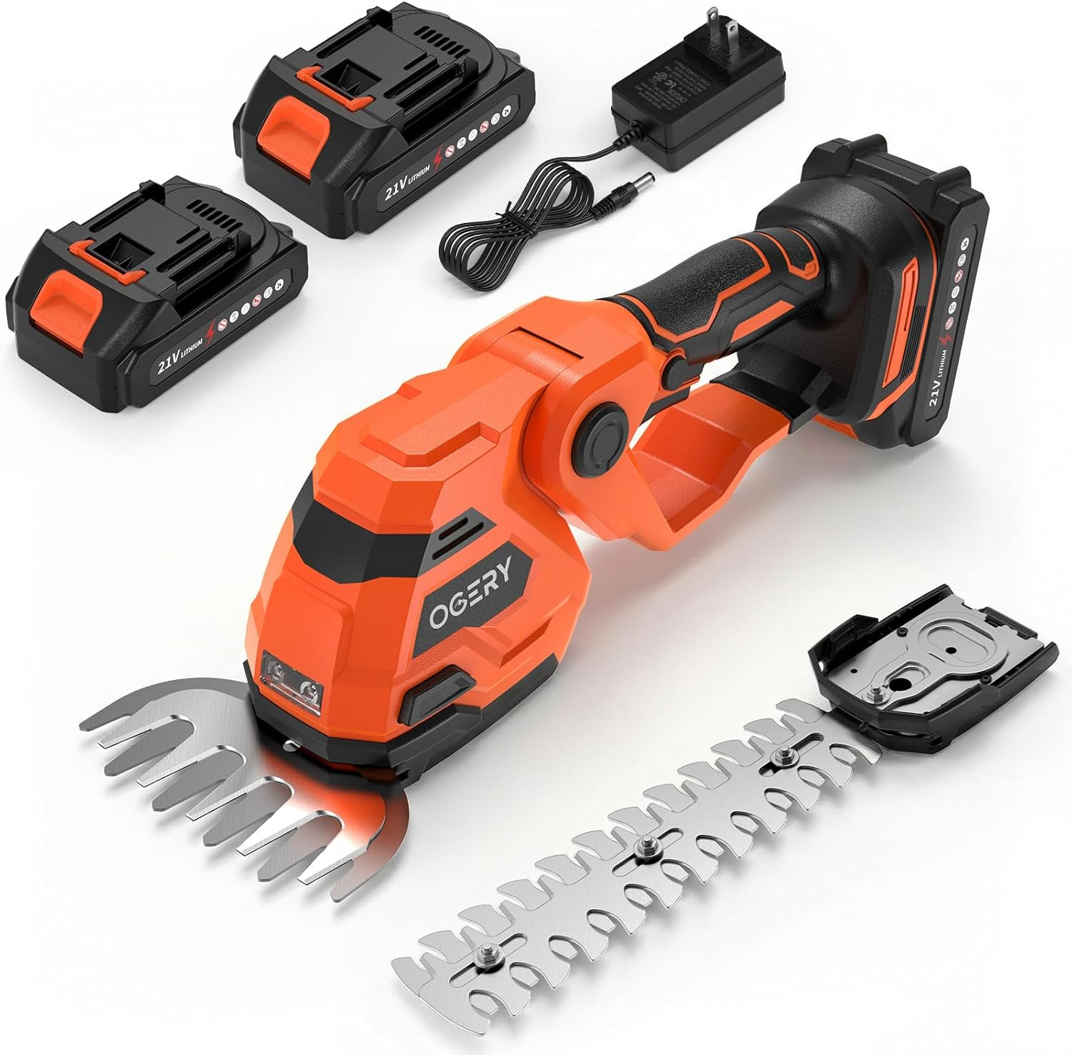 Cordless Hedge Trimmer 2-in-1 Dual 21V Battery 8.9" Blade