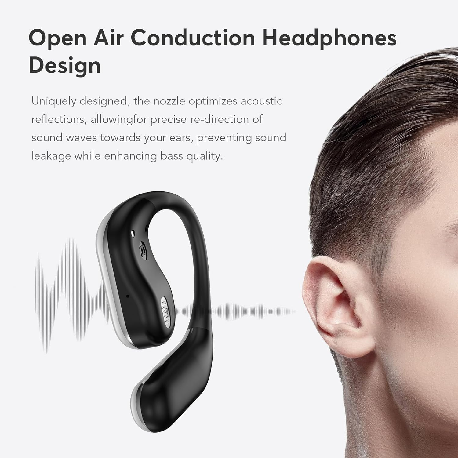 Open Ear Bluetooth 5.4 Earbuds 50H IPX7 Waterproof Black