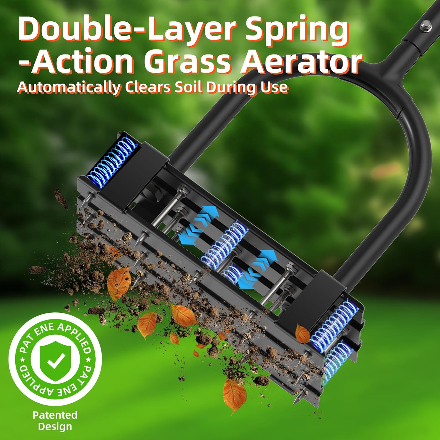 2-in-1 Manual Lawn Aerator 15 Spikes Heavy Duty T-Handle