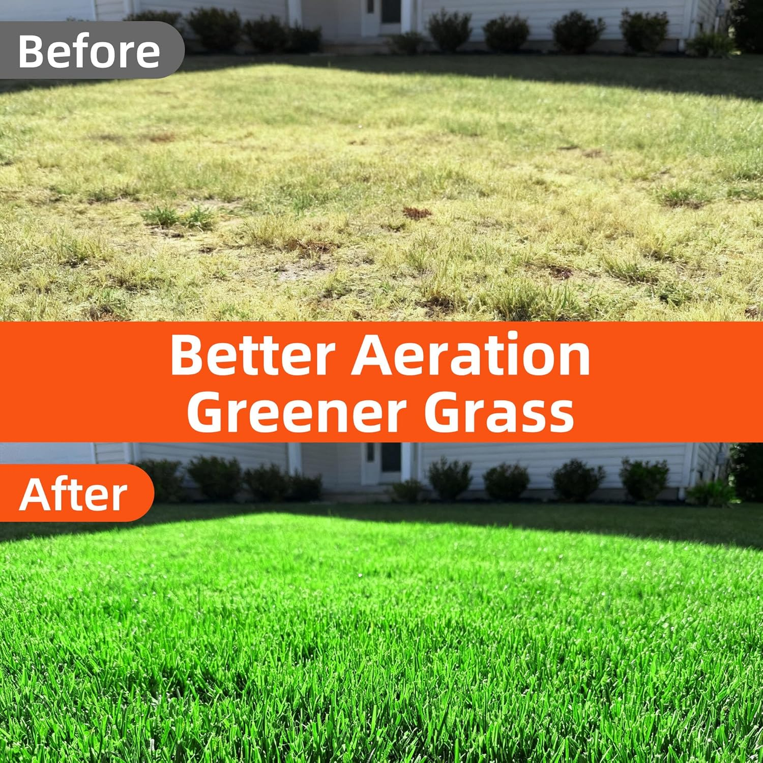 2-in-1 Manual Lawn Aerator 15 Spikes Heavy Duty T-Handle