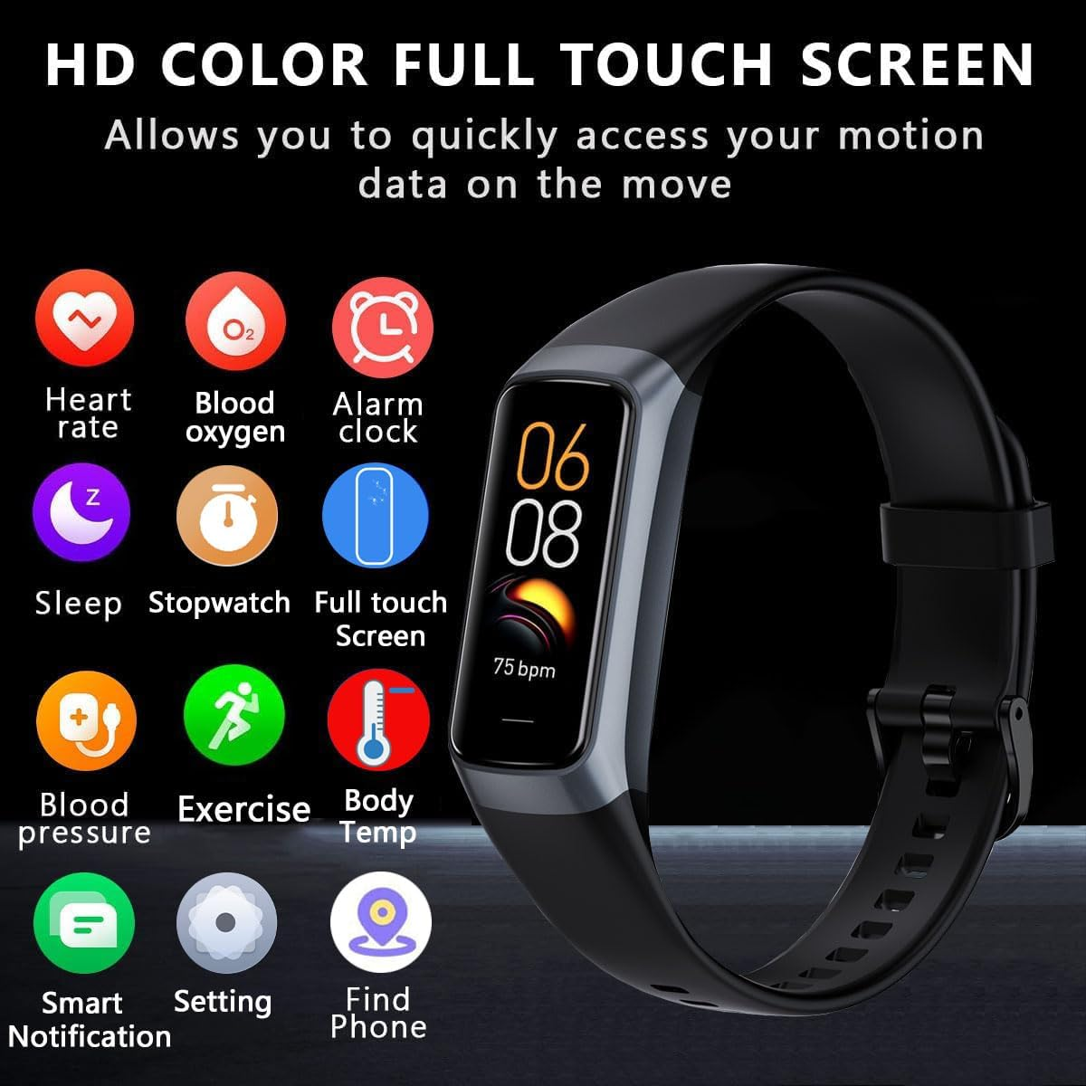 Fitness Tracker 1.1" Heart Rate IP68 Waterproof