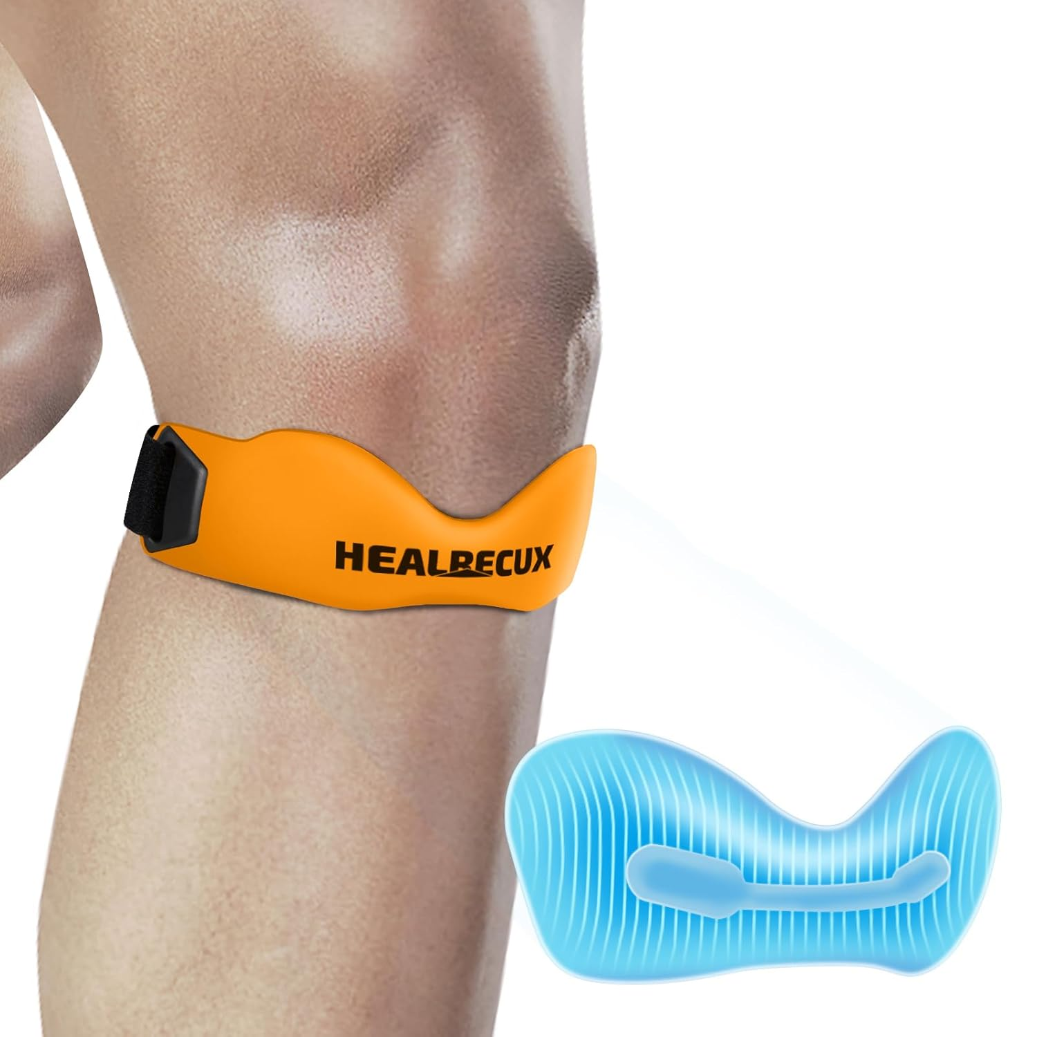 Patella Band Knee Strap Tendon Support Orange 1 Pack
