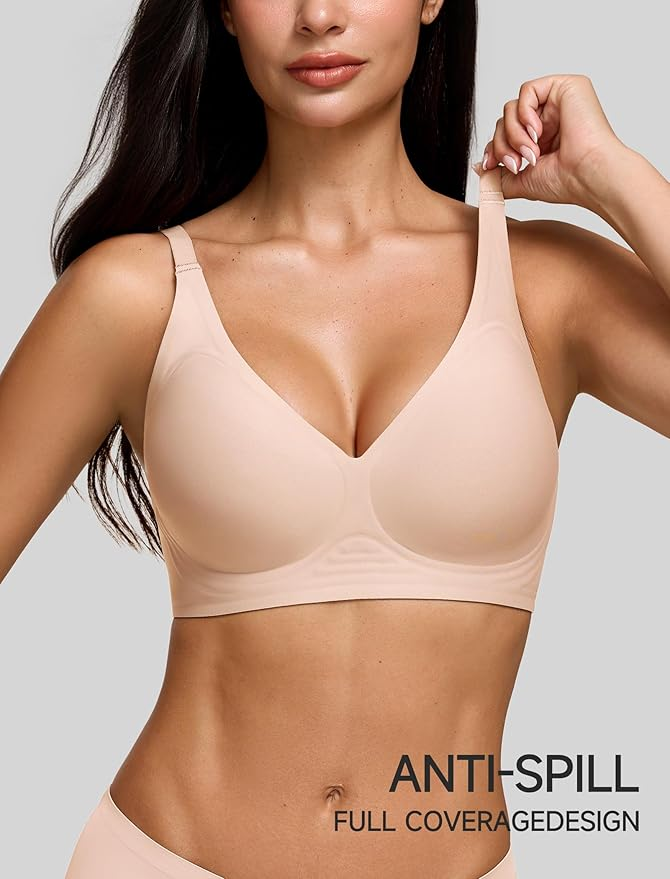 Women's Deep V Seamless Wireless Push Up Bra