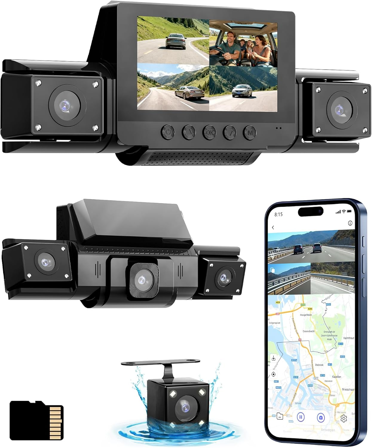 4 Channel Dash Cam 360 View GPS WiFi
