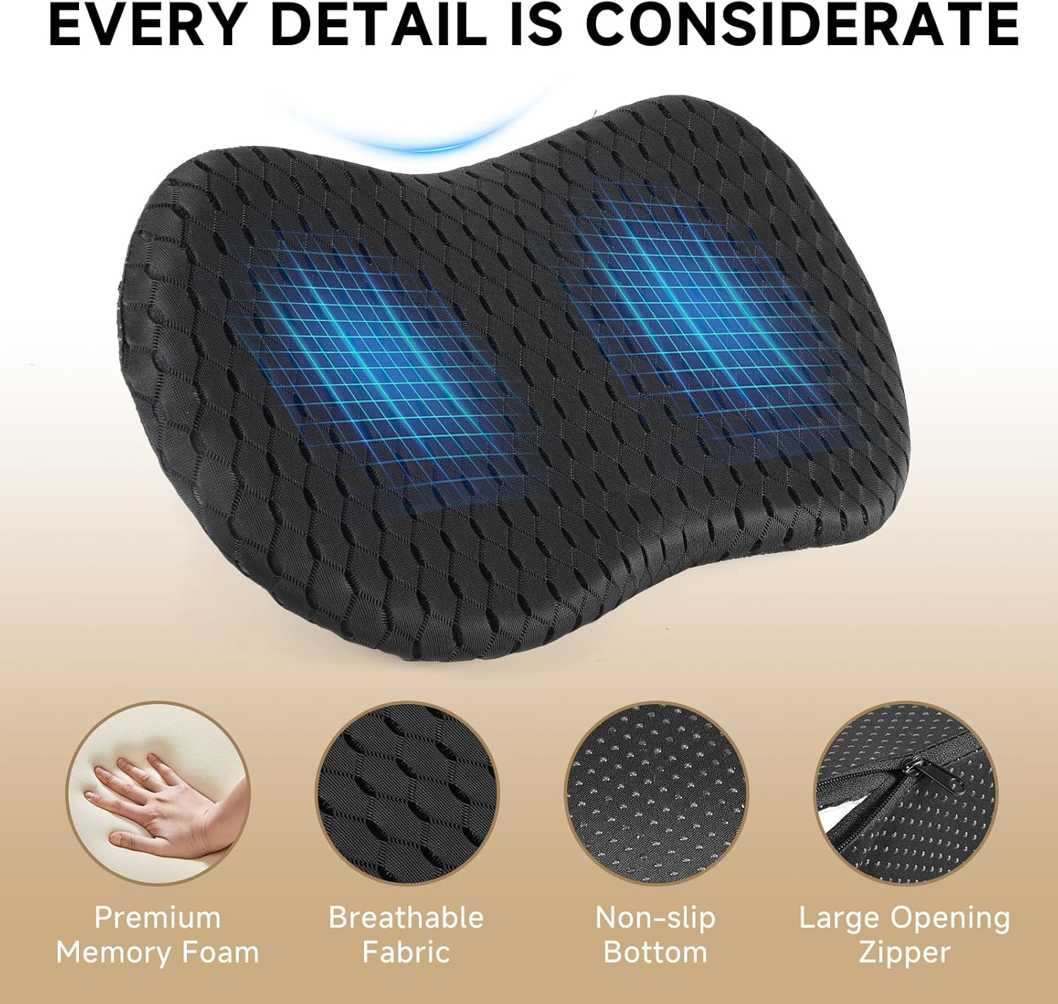 Memory Foam Car Seat Cushion 3D Black