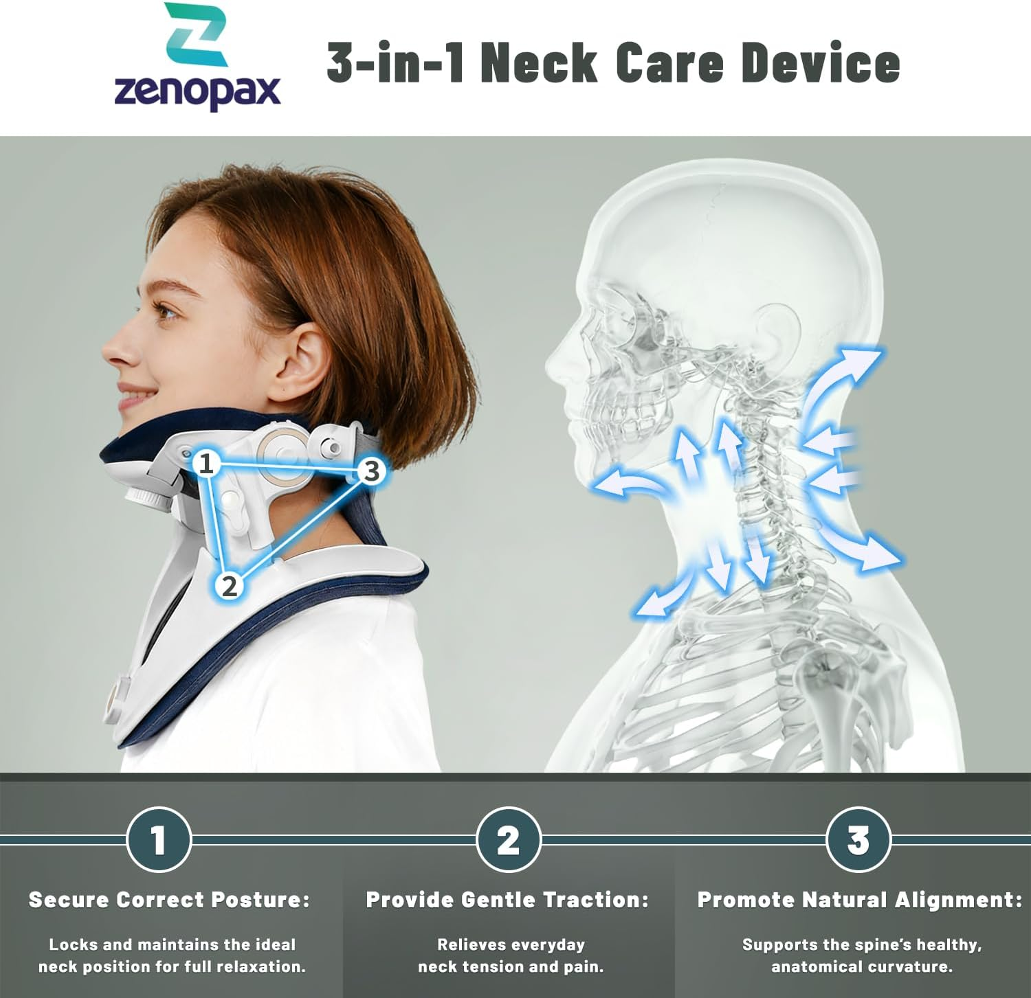 Adjustable Neck Traction Device White