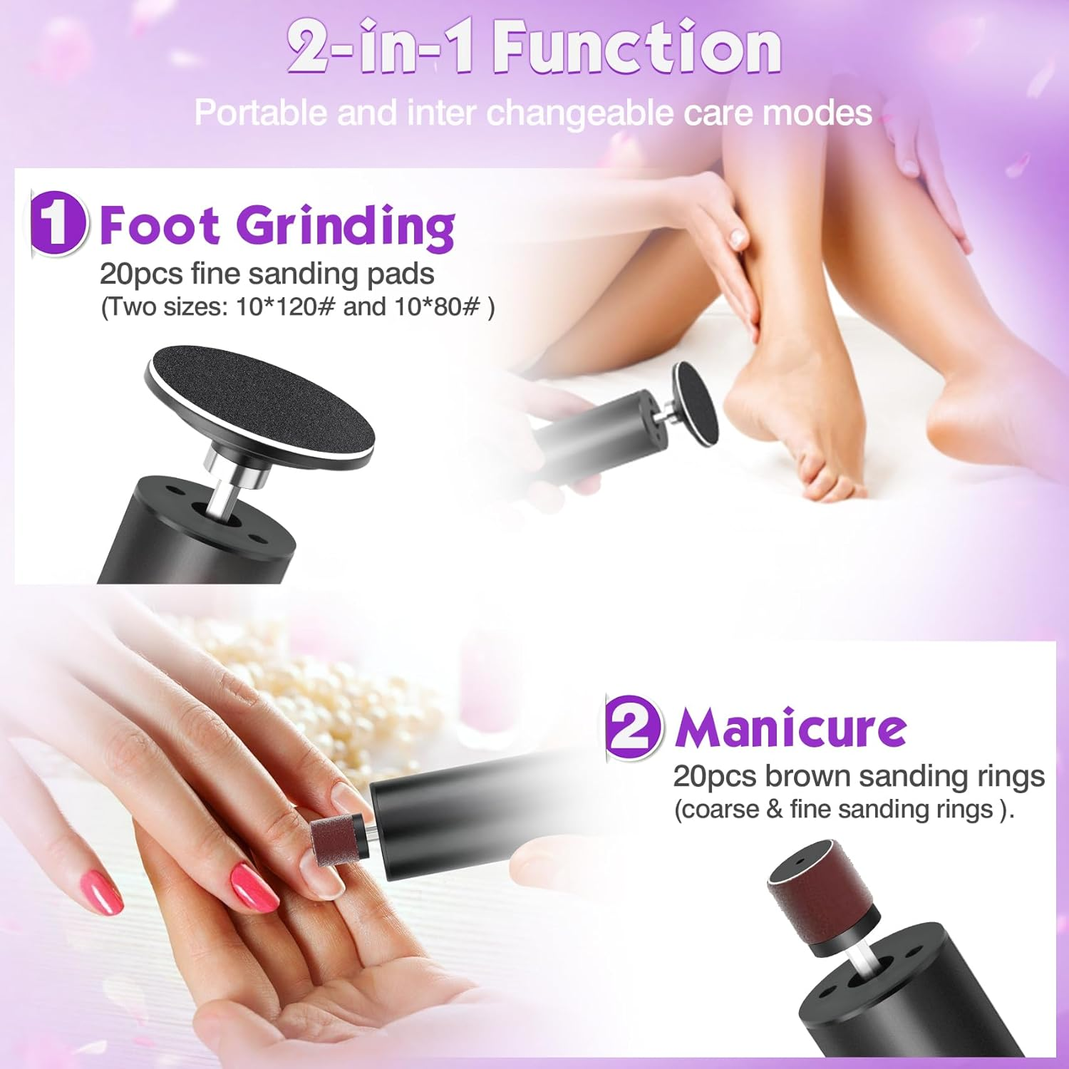 2-in-1 Electric Foot Callus Remover 6 Speed