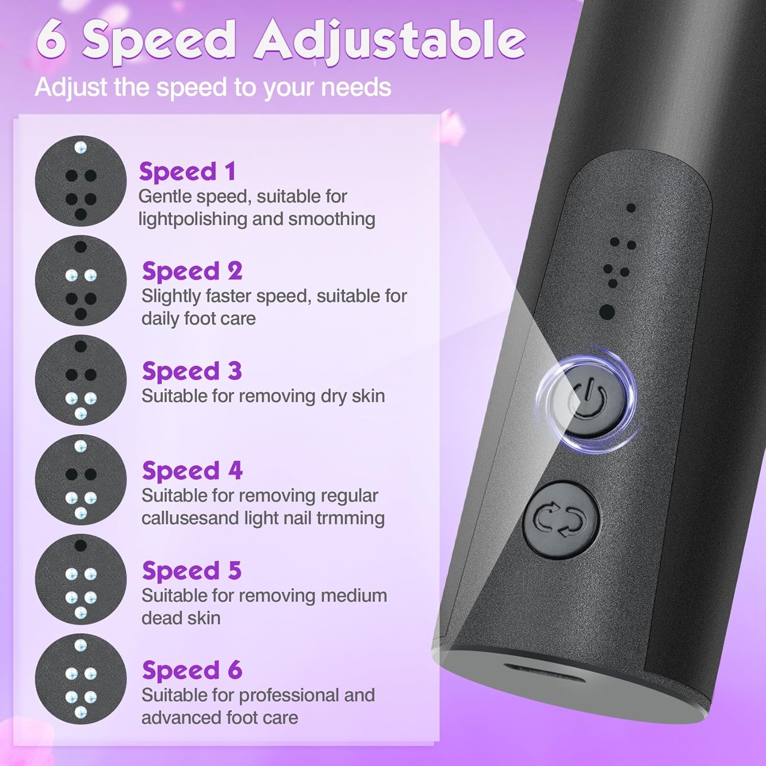 2-in-1 Electric Foot Callus Remover 6 Speed