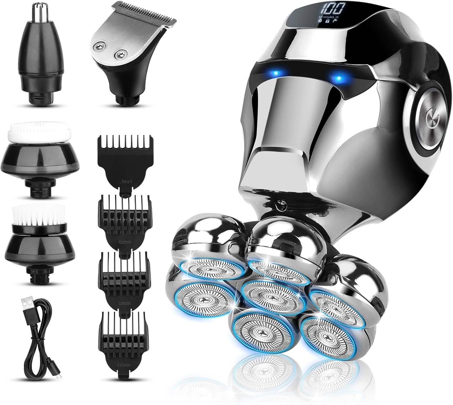6-in-1 Electric Shaver 7D Type-C LED Waterproof