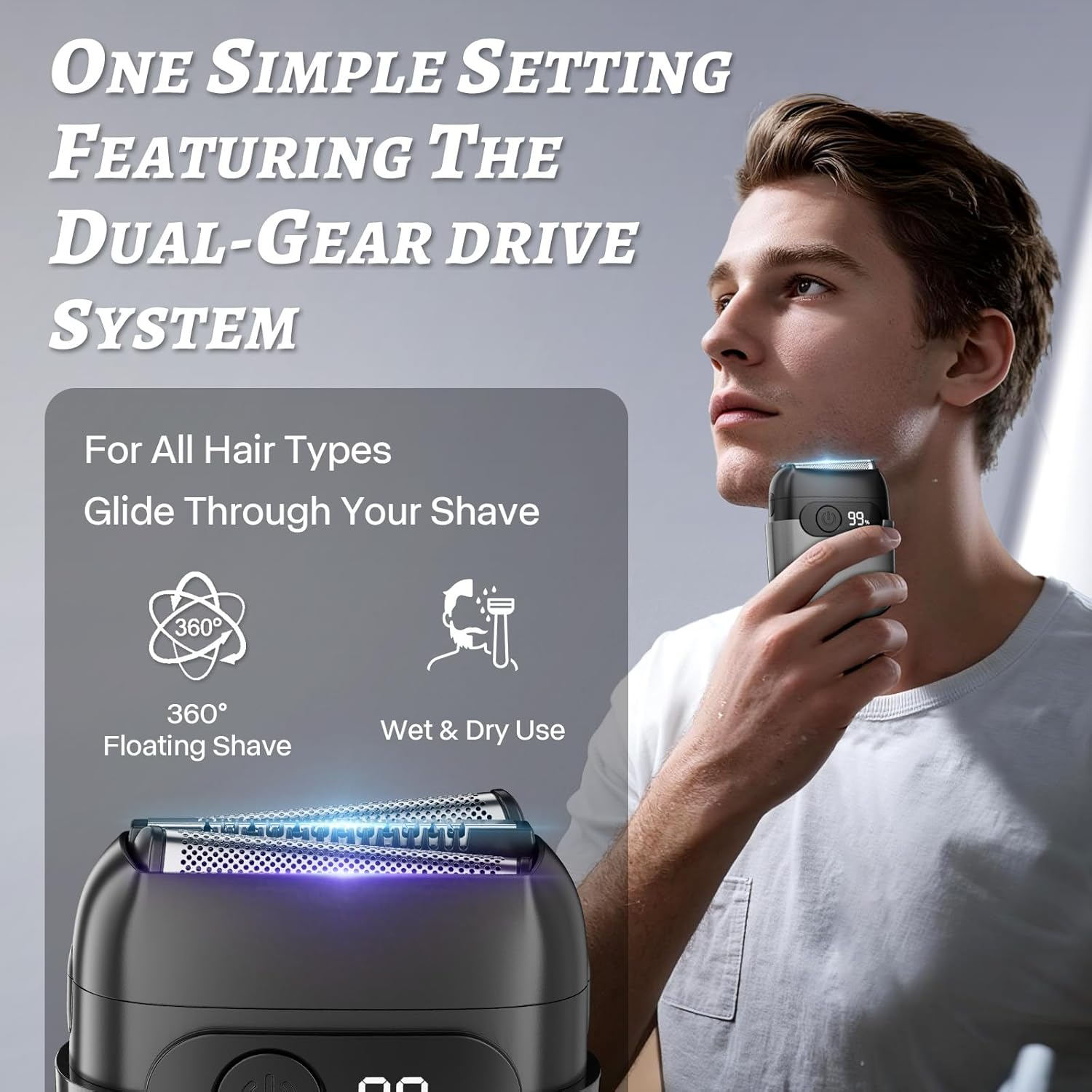 3D Electric Foil Shaver USB-C IPX8 LED Gray