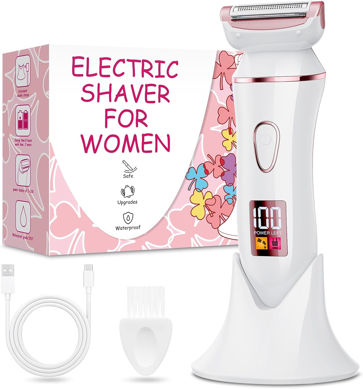 Electric Shaver Women IPX7 Rechargeable Rose Gold