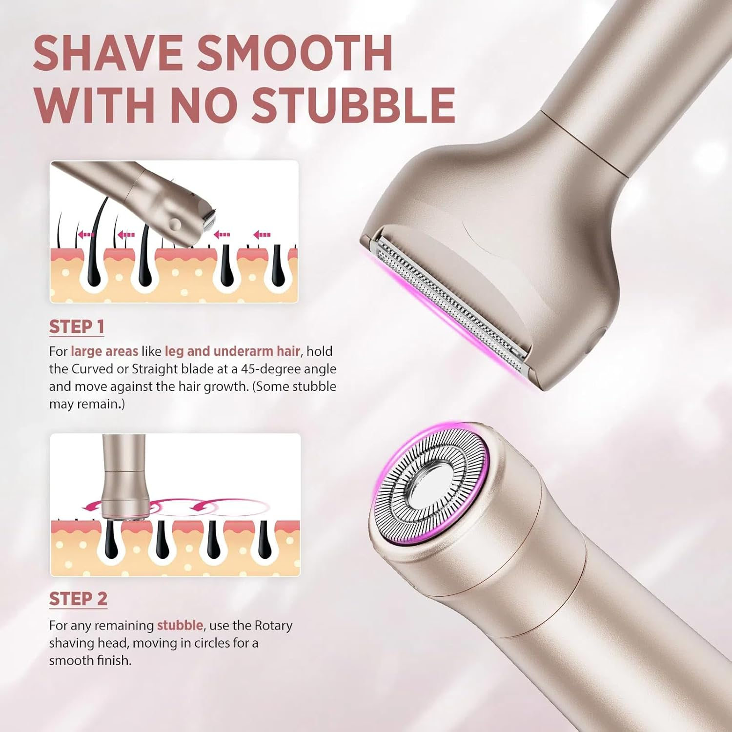 2-in-1 Electric Razor Women Painless Travel Lock