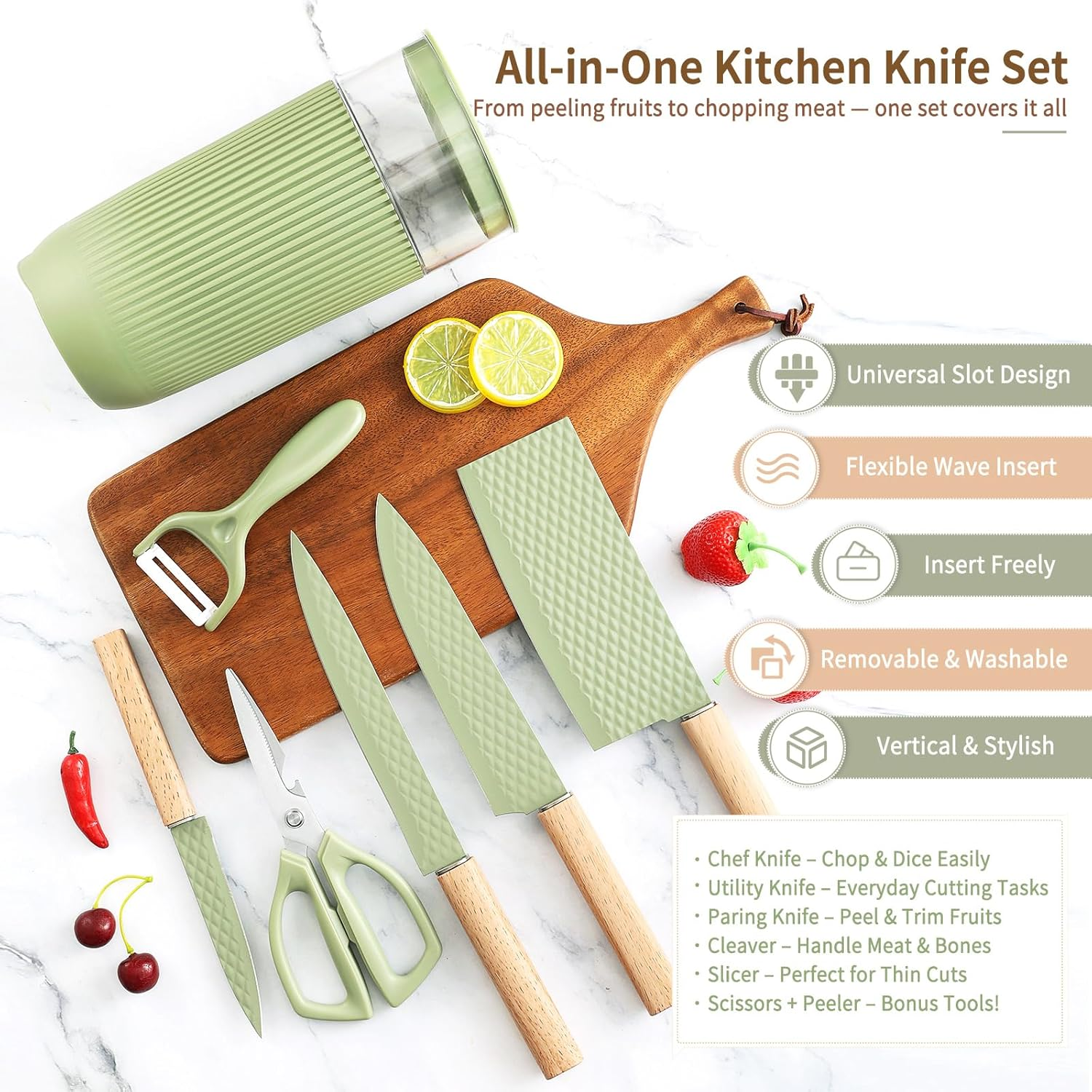 7-Piece Kitchen Knife Set - Sharp Chef & Meat Knives