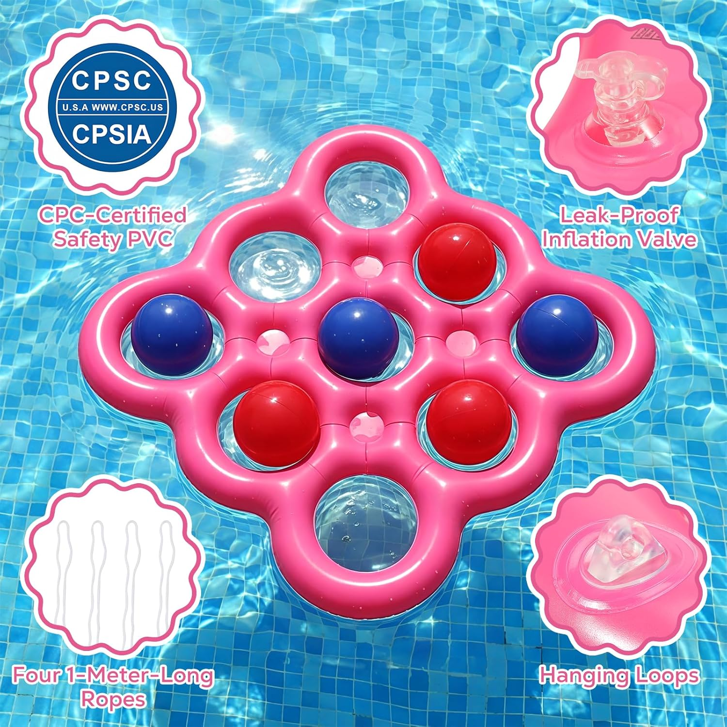 MoKo Pool Tic-Tac-Toe Float Game Set 10 Balls 2-10P