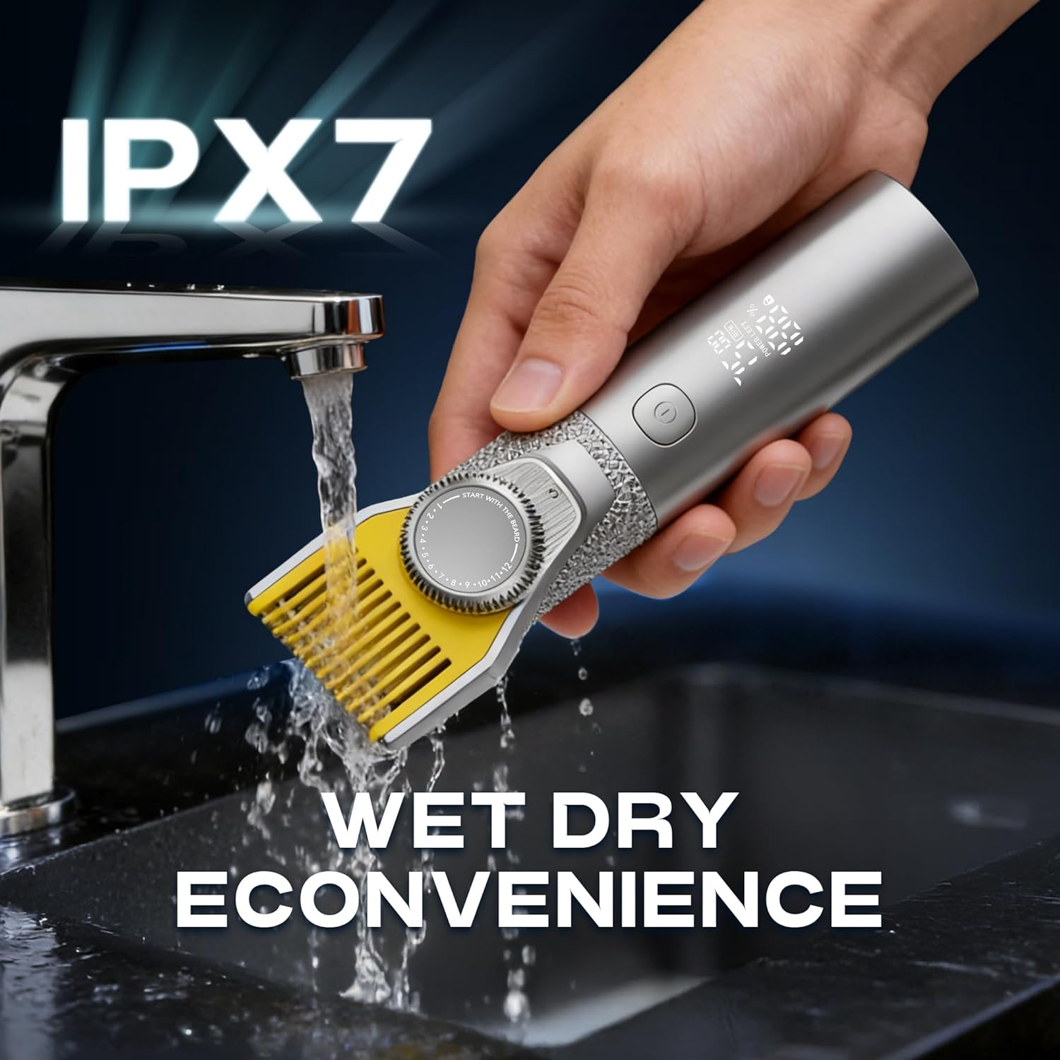 6-in-1 Beard Trimmer Men IPX7 Travel Lock 2-Speed